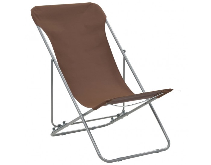 Sonata Сгъваеми плажни столове, 2 бр, стомана и оксфорд тъкан, кафяви -
