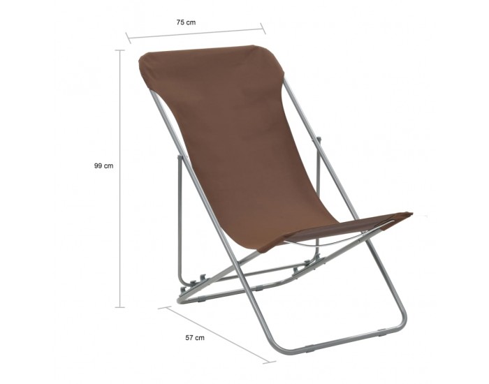 Sonata Сгъваеми плажни столове, 2 бр, стомана и оксфорд тъкан, кафяви -