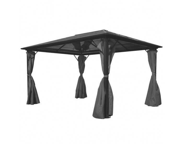 Sonata Шатра със завеси, антрацит, алуминий, 400х300 см -