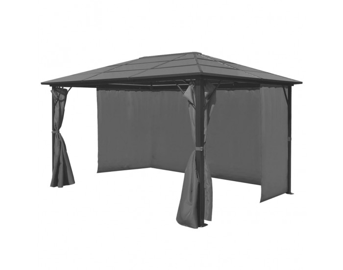 Sonata Шатра със завеси, антрацит, алуминий, 400х300 см -