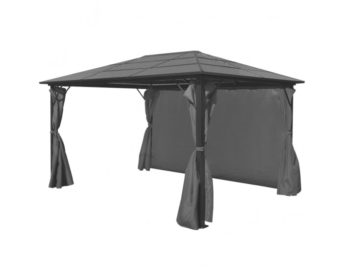 Sonata Шатра със завеси, антрацит, алуминий, 400х300 см -