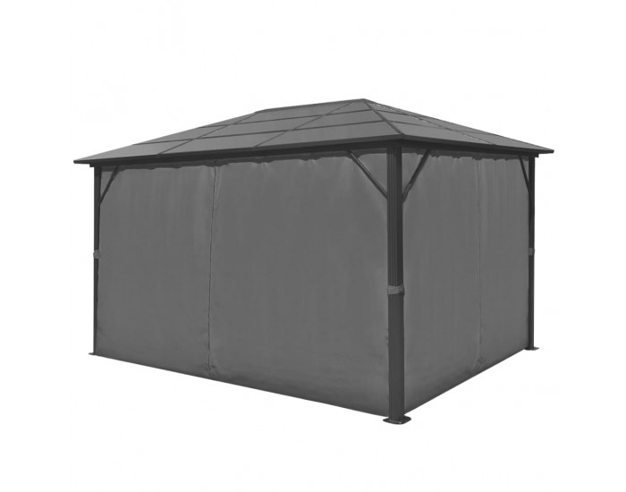 Sonata Шатра със завеси, антрацит, алуминий, 400х300 см -