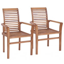Sonata Стифиращи трапезни столове, 2 бр, тиково дърво масив - Столове
