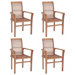 Sonata Стифиращи трапезни столове, 4 бр, тиково дърво масив - Трапезни столове