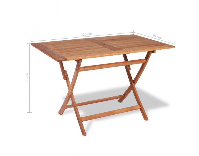 Sonata Сгъваема градинска трапезна маса, 120x70x75 см, тиково дърво -