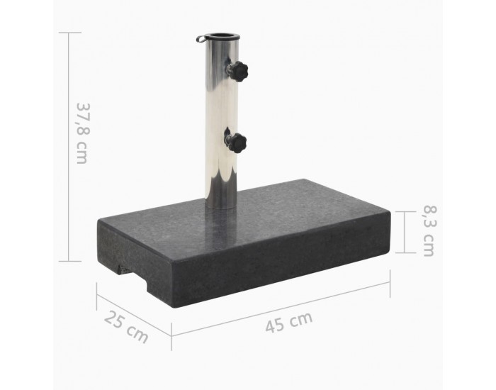 Sonata Основа за чадър, гранит, 25 кг, правоъгълна, черна -