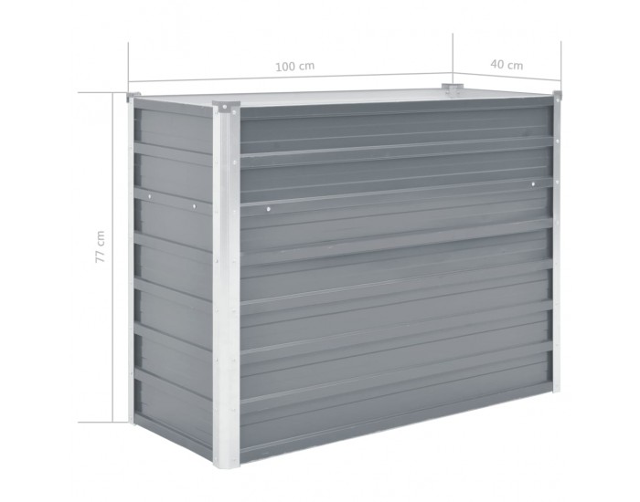 Sonata Градински плантер, поцинкована стомана, 100x40x77 см, сив -