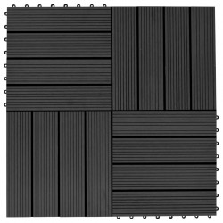 Sonata 11 бр декинг плочки, WPC, 30x30 см, 1 кв.м., черни - Материали за декорация