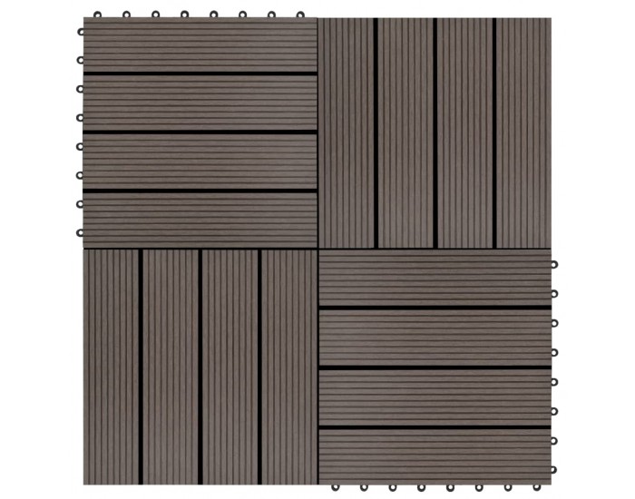 Sonata 11 бр декинг плочки, WPC, 30x30 см, 1 кв.м., тъмнокафяви - Sonata 11 бр декинг плочки, WPC, 30x30 см, 1 кв.м., тъмнокафяви -