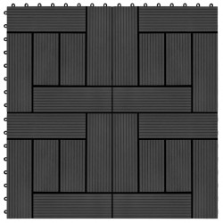 Sonata 11 бр декинг плочки, WPC, 30x30 см, 1 кв.м., черни - Материали за декорация