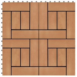 Sonata 11 бр декинг плочки, WPC, 30x30 см, 1 кв.м., цвят тик - Материали за декорация