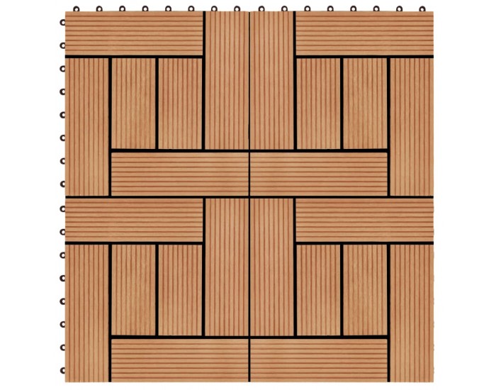 Sonata 11 бр декинг плочки, WPC, 30x30 см, 1 кв.м., цвят тик - Sonata 11 бр декинг плочки, WPC, 30x30 см, 1 кв.м., цвят тик -