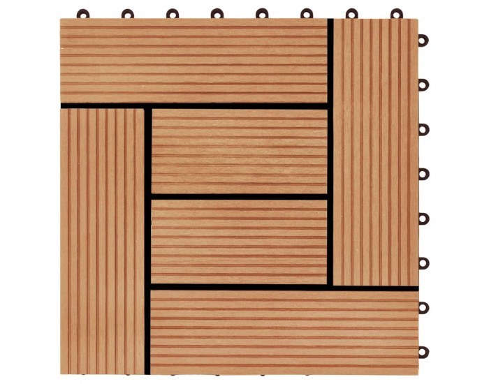 Sonata 11 бр декинг плочки, WPC, 30x30 см, 1 кв.м., цвят тик - Sonata 11 бр декинг плочки, WPC, 30x30 см, 1 кв.м., цвят тик -
