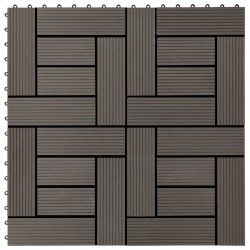Sonata 11 бр декинг плочки, WPC, 30x30 см, 1 кв.м., тъмнокафяви - Декорации