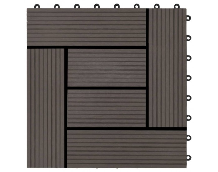 Sonata 11 бр декинг плочки, WPC, 30x30 см, 1 кв.м., тъмнокафяви - Sonata 11 бр декинг плочки, WPC, 30x30 см, 1 кв.м., тъмнокафяви -