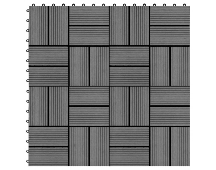 Sonata 11 бр декинг плочки, WPC, 30x30 см, 1 кв.м., сиви - Sonata 11 бр декинг плочки, WPC, 30x30 см, 1 кв.м., сиви -