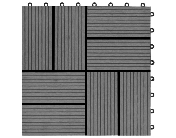 Sonata 11 бр декинг плочки, WPC, 30x30 см, 1 кв.м., сиви -