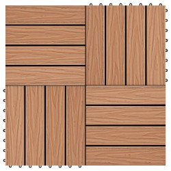 Sonata WPC декинг плочки релефни, 11 бр, 30x30 см 1 кв.м. тиков цвят - Материали за декорация
