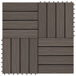 Sonata WPC декинг плочки релефни, 11 бр, 30x30 см 1 кв.м. тъмнокафяви - Материали за декорация
