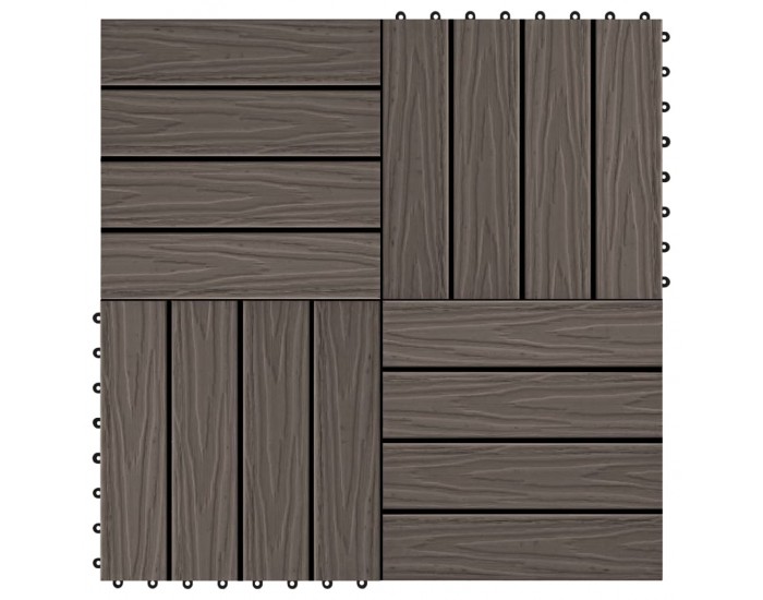 Sonata WPC декинг плочки релефни, 11 бр, 30x30 см 1 кв.м. тъмнокафяви - Sonata WPC декинг плочки релефни, 11 бр, 30x30 см 1 кв.м. тъмнокафяви -