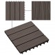 Sonata WPC декинг плочки релефни, 11 бр, 30x30 см 1 кв.м. тъмнокафяви -
