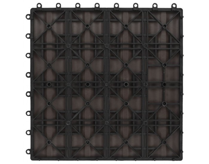 Sonata WPC декинг плочки релефни, 11 бр, 30x30 см 1 кв.м. тъмнокафяви -