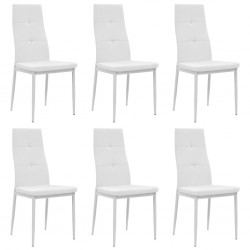 Sonata Трапезни столове, 6 бр, изкуствена кожа, 43x43,5x96 см, бели - Трапезни столове