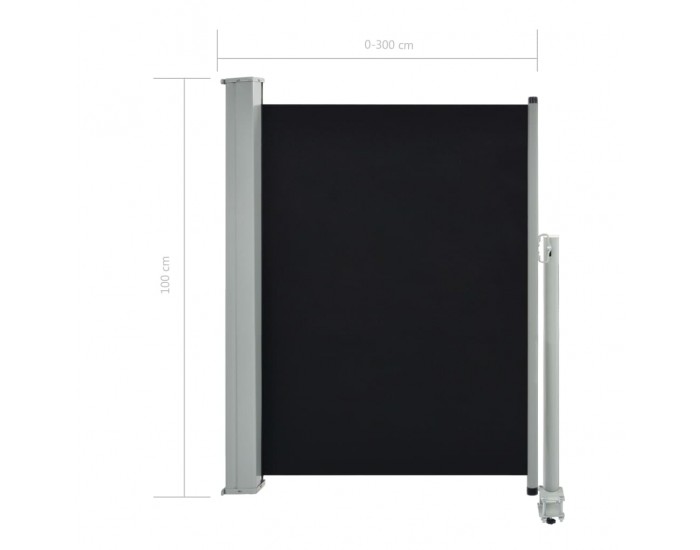 Sonata Прибираща се странична тента, 100х300 см, черна -