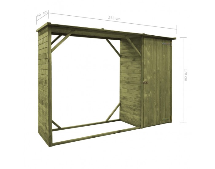Sonata Градински навес за дърва и инструменти FSC бор 253x80x170 см -