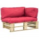 Sonata Градински диван от палети с червени възглавници, FSC бор -