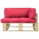 Sonata Градински диван от палети с червени възглавници, FSC бор -