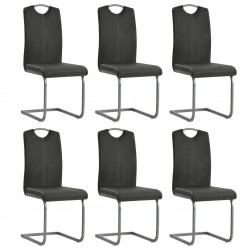 Sonata Трапезни столове, 6 бр, изкуствена кожа, 43x55x100 см, сиви - Трапезни столове