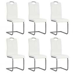 Sonata Трапезни столове, 6 бр, изкуствена кожа, 43x55x100 см, бели - Трапезни столове