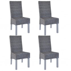 Sonata Трапезни столове, 4 бр, кубу ратан, мангова дървесина, сиви - Трапезни столове