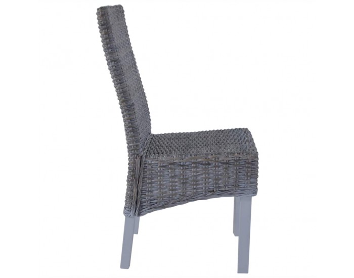 Sonata Трапезни столове, 4 бр, кубу ратан, мангова дървесина, сиви -