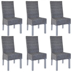 Sonata Трапезни столове, 6 бр, кубу ратан, мангова дървесина, сиви - Трапезни столове