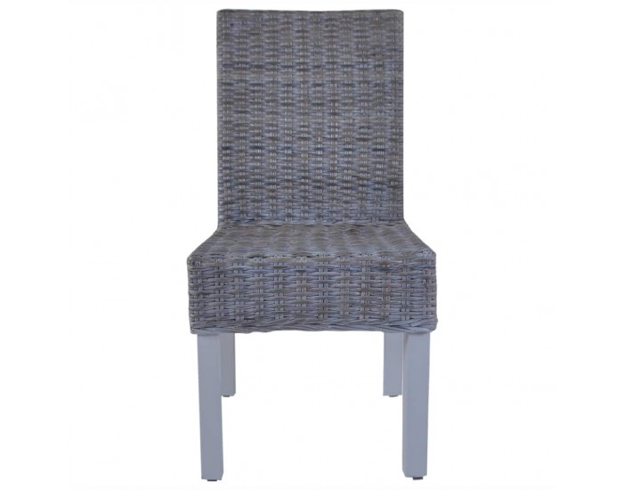 Sonata Трапезни столове, 6 бр, кубу ратан, мангова дървесина, сиви -