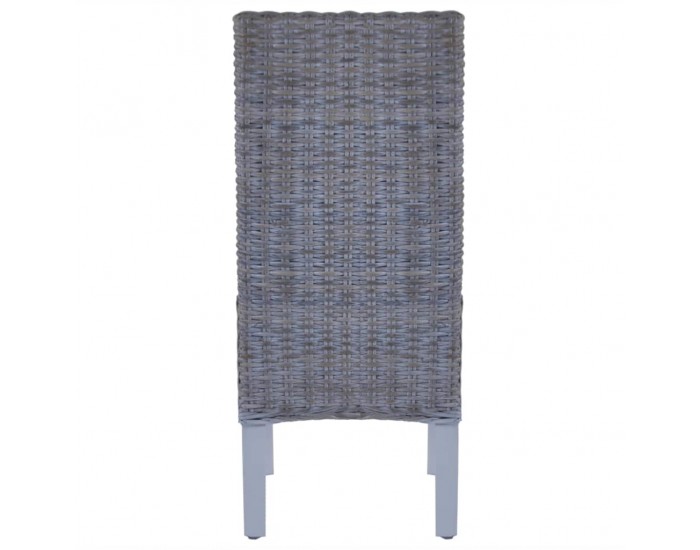 Sonata Трапезни столове, 6 бр, кубу ратан, мангова дървесина, сиви -