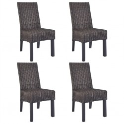 Sonata Трапезни столове, 4 бр, кубу ратан, мангова дървесина, кафяви - Трапезни столове
