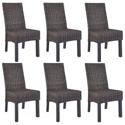 Sonata Трапезни столове, 6 бр, кубу ратан, мангова дървесина, кафяви - Трапезни столове