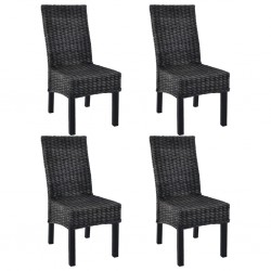 Sonata Трапезни столове, 4 бр, кубу ратан, мангова дървесина, черни - Трапезни столове