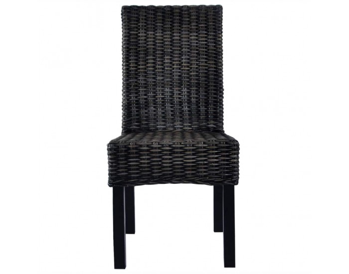 Sonata Трапезни столове, 4 бр, кубу ратан, мангова дървесина, черни -