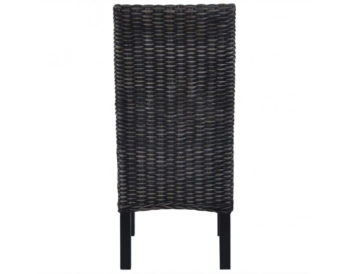 Sonata Трапезни столове, 4 бр, кубу ратан, мангова дървесина, черни -