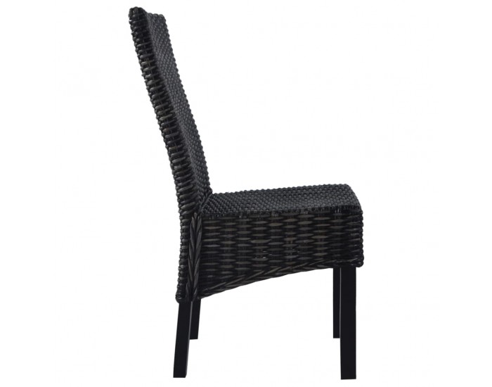 Sonata Трапезни столове, 6 бр, кубу ратан, мангова дървесина, черни -