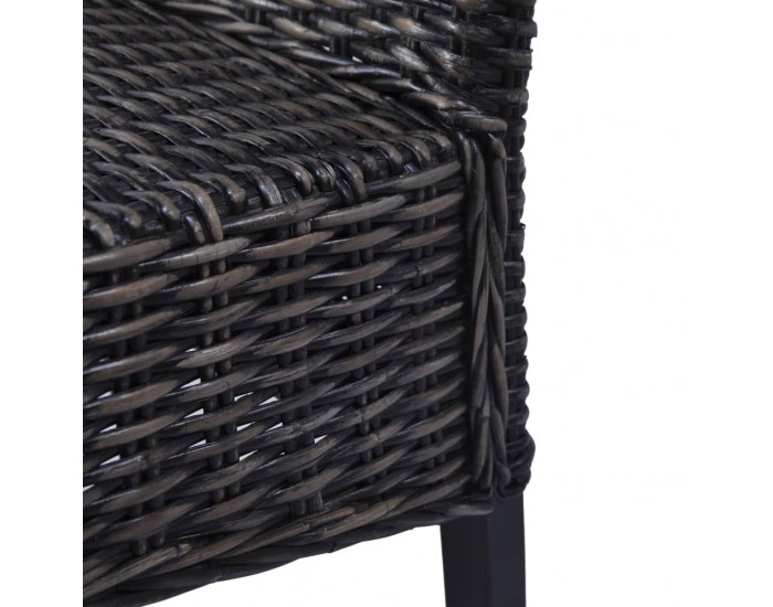 Sonata Трапезни столове, 6 бр, кубу ратан, мангова дървесина, черни -