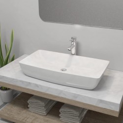 Sonata Мивка за баня със смесител, керамична, правоъгълна, бяла - Баня