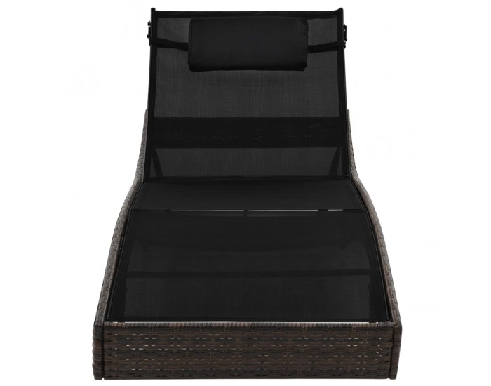 Sonata Шезлонг с възглавница, кафяв полиратан -