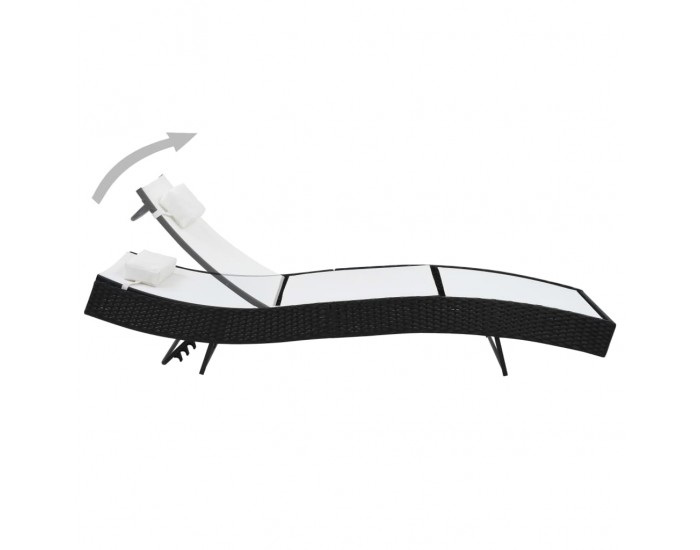 Sonata Шезлонг с възглавница, черен полиратан -