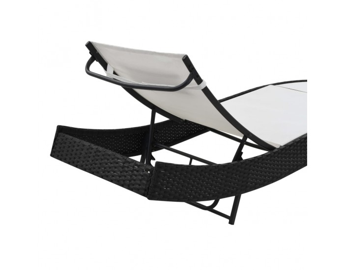 Sonata Шезлонг с възглавница, черен полиратан -