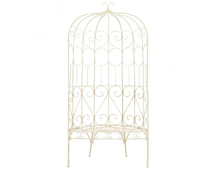 Sonata Градинска пейка, 95 см, желязо, антично бяло -